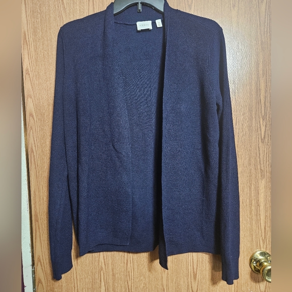 Cyrus Women's Long Sleeve Open Front Cardigan Sweater Navy Blue!